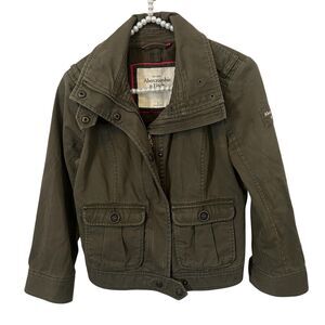 ABERCROMBIE & FITCH military army surplus biker moto motorcycle jacket SMALL Y2K